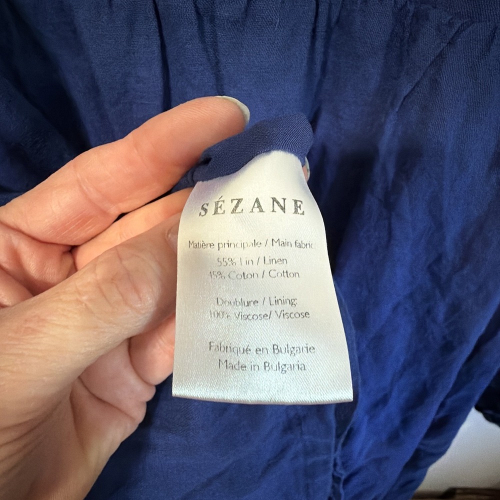 Sezane Candice Two Way Babydoll Dress Linen Blend Size 38/6 Button Back - Picture 6 of 6